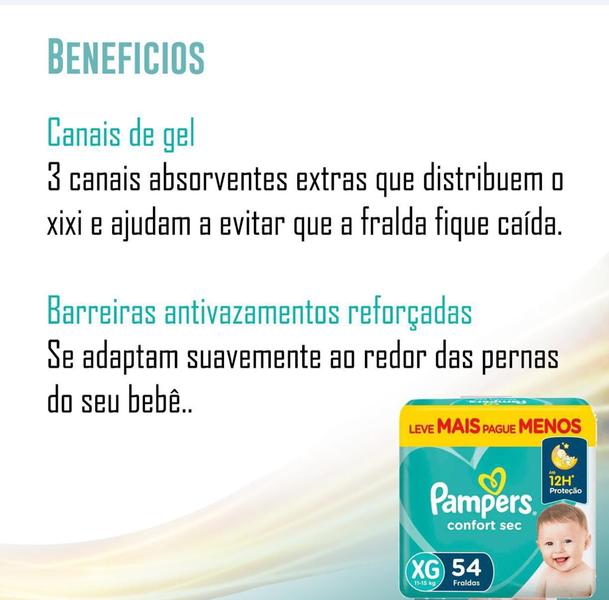 Imagem de Fraldas Pampers Confort Sec Bag XG 54 Unidades