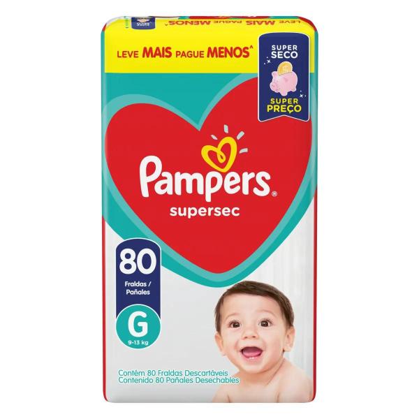 Imagem de Fraldas Pampers Infantil Supersec G com 80 unidades