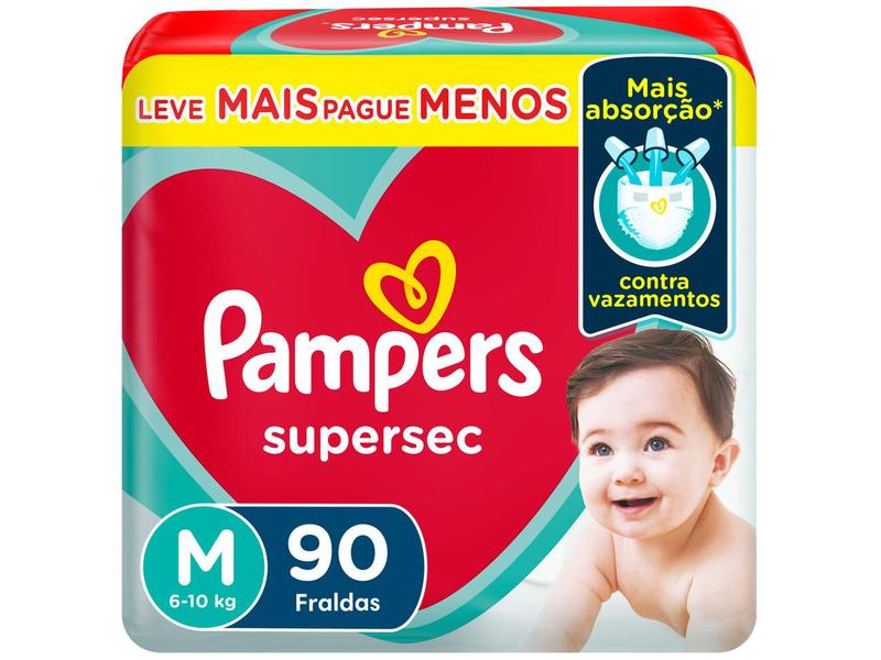 Fraldas Pampers Supersequinha Tam. M 6 a 10kg 90 Unidades Fraldas Pampers Supersequinha Tam. M 6 a 10kg 90 Unidades
