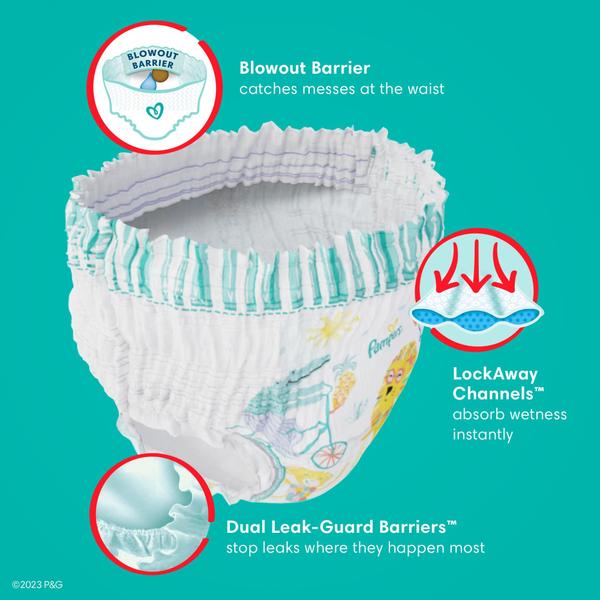 Imagem de Fraldas pampers Tamanho 7, 88 Conde - Pampers Pull On Cruisers 360 Fit Fraldas descartáveis de bebê com cintura elástica, embalagem e impressões podem variar