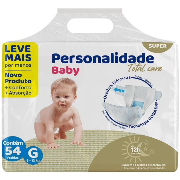 Imagem de Fraldas Personalidade Baby Total Care Bag - Tamanho G - 54 Unidades