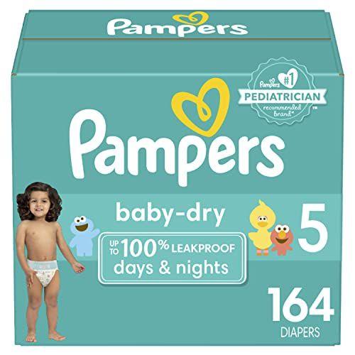 Imagem de Fraldas Tamanho 5, 164 Contagem - Pampers Baby Dry Descartáve Fraldas de Bebê Descartáveis, Embalagem & Impressões Podem Variar