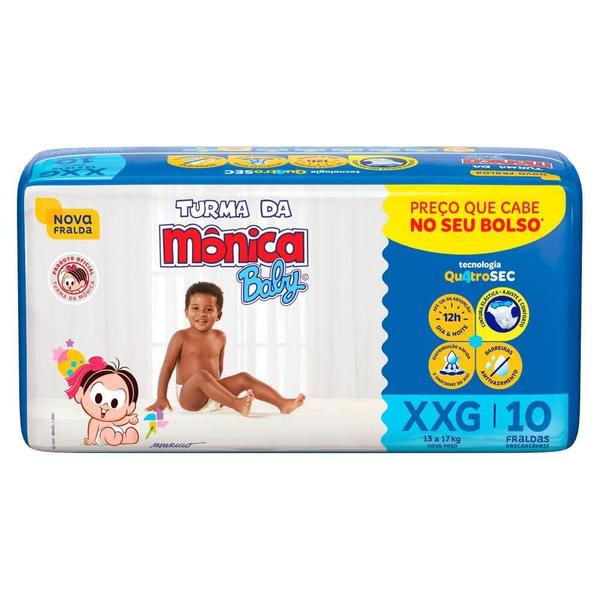 Imagem de Fraldas Turma da Mônica Baby Jumbinho Tamanho XXG - 3 Pacotes Com 10 Fraldas Descartáveis Cada