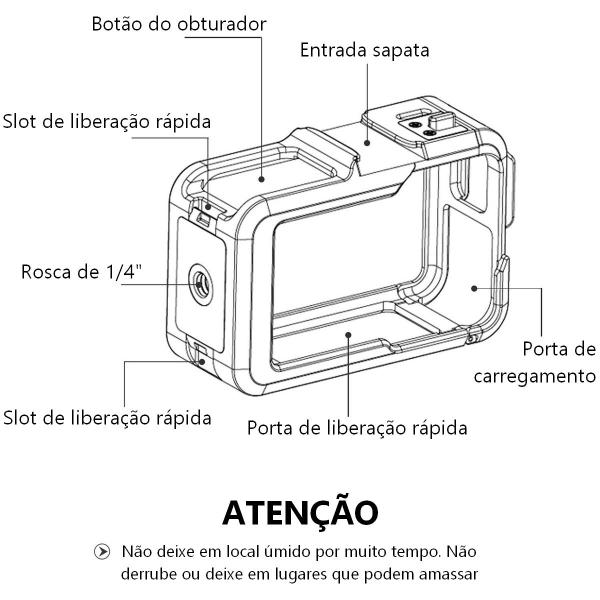 Imagem de Frame Alumínio Horizontal Vertical de DJI Action 3 e 4 - Telesin