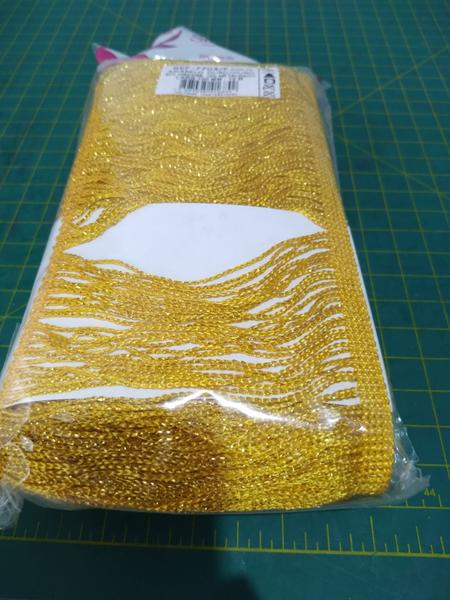 Imagem de Franja 99% viscose 1% poliester ref 7703/p  amarelo ouro largura 10cm 10mt