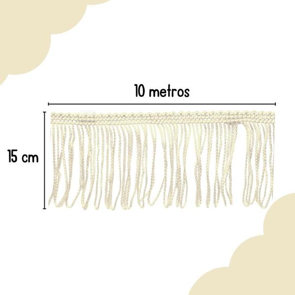 Imagem de Franja De Tecido Bege Natural - 15Mm Rolo Com 10 Metros - Nybc