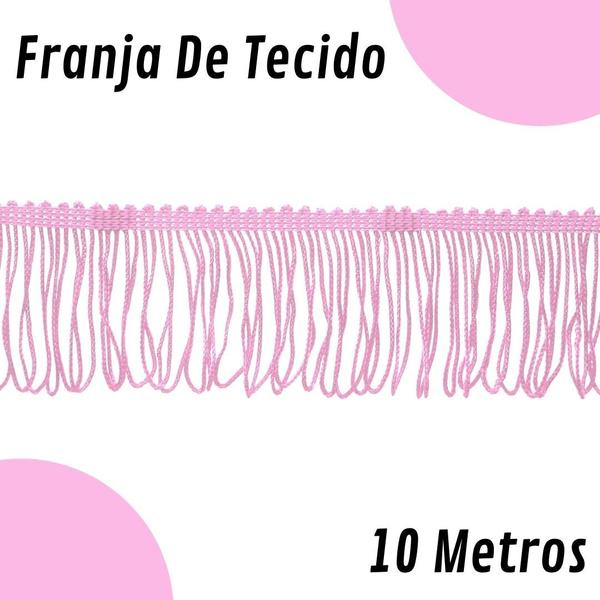 Imagem de Franja De Tecido Rosa Claro - 5Mm Rolo Com 10 Metros - Nybc