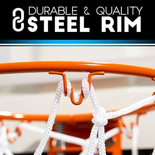 Imagem de Franklin Sports 25in XL Over The Door Mini Basketball Hoop - Slam Dunk Approved - Resistente a Quebras - Acessórios Incluídos, Branco/Laranja