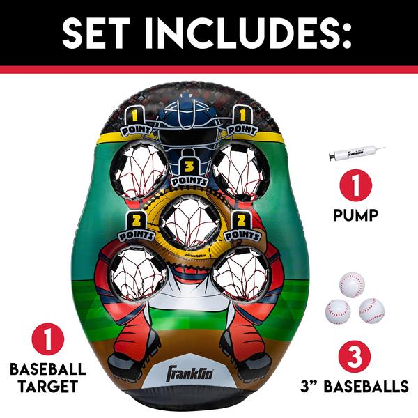 Imagem de Franklin Sports 5-Hole Inflatable Baseball Target - Alvo de lançamento de beisebol inflável com bolas de beisebol - Kids Baseball Toss Game - Alvo de 45"