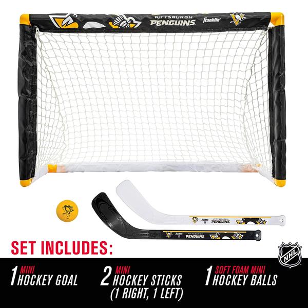 Imagem de Franklin Sports adolescente unissex Franklin Sports Pittsburgh Penguins Mini Hockey Set Knee Hockey Goal Ball 2 Hockey Stick Combo, Pittsburgh Penguins, 28 x 20 12 EUA