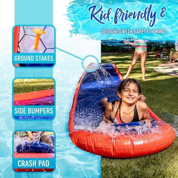 Franklin Sports Aqua Ride Kids Backyard Waterslide - Aqua Ride 25' Foot Lawn Water Sliding Mat + (1) Inflável Surf Board - Outdoor Kids Water Toy Imagem de Franklin Sports Aqua Ride Kids Backyard Waterslide - Aqua Ride 25' Foot Lawn Water Sliding Mat + (1) Inflável Surf Board - Outdoor Kids Water Toy
