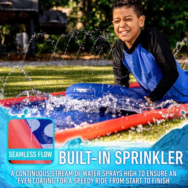 Franklin Sports Aqua Ride Kids Backyard Waterslide - Aqua Ride 25' Foot Lawn Water Sliding Mat + (1) Inflável Surf Board - Outdoor Kids Water Toy Imagem de Franklin Sports Aqua Ride Kids Backyard Waterslide - Aqua Ride 25' Foot Lawn Water Sliding Mat + (1) Inflável Surf Board - Outdoor Kids Water Toy