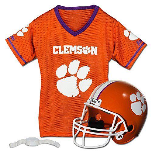 Imagem de Franklin Sports Clemson Tigers Kids College Football Uniform Set - NCAA Youth Football Uniform Costume - Capacete, Jersey, Chinstrap Set - Youth M