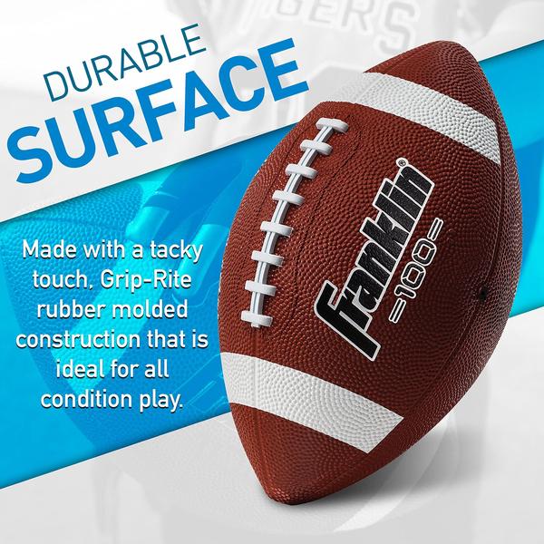 Imagem de Franklin Sports Junior Football - Grip-Rite 100 - Kids Junior Size Rubber Football - Youth Football - Durable Outdoor Rubber Football - Brown/White