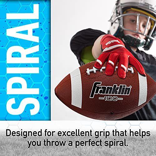 Imagem de Franklin Sports Junior Footballs - Grip-Rite 100 - Kids Junior Size Rubber Footballs - Youth Footballs - 6 Pack of Footballs with Pump - Brown/White