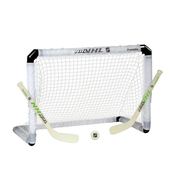 Imagem de Franklin Sports Knee Hockey Set - Inclui 1 Light Up Hockey Goal - 2 Light Up Mini Hockey Sticks e 1 Light Up Ball - NHL - Glow in The Dark - Great for Kids