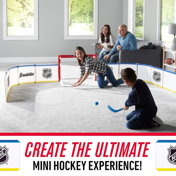 Imagem de Franklin Sports Mini Hockey Rink Set - Half Rink Knee Hockey Goal, Mini Sticks e Ball Set - Mini Hockey Rink Indoor - Oficial da NHL Licenciado