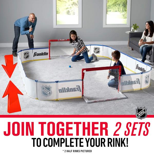 Imagem de Franklin Sports Mini Hockey Rink Set - Half Rink Knee Hockey Goal, Mini Sticks e Ball Set - Mini Hockey Rink Indoor - Oficial da NHL Licenciado