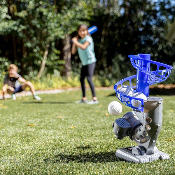 Imagem de Franklin Sports MLB Electronic Baseball Pitching Machine - Inclui Seis Bolas de Beisebol De Plástico, Prata/Azul (6696S3)