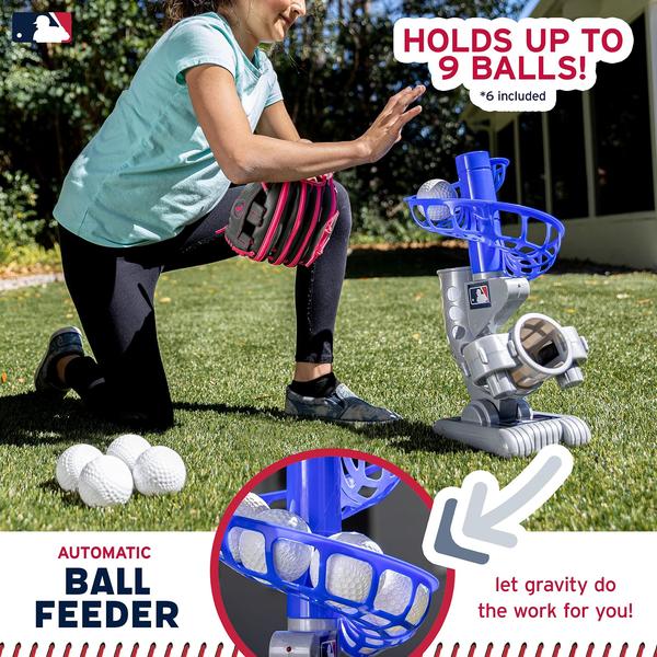 Franklin Sports MLB Electronic Baseball Pitching Machine - Inclui Seis Bolas de Beisebol De Plástico, Prata/Azul (6696S3) Imagem de Franklin Sports MLB Electronic Baseball Pitching Machine - Inclui Seis Bolas de Beisebol De Plástico, Prata/Azul (6696S3)