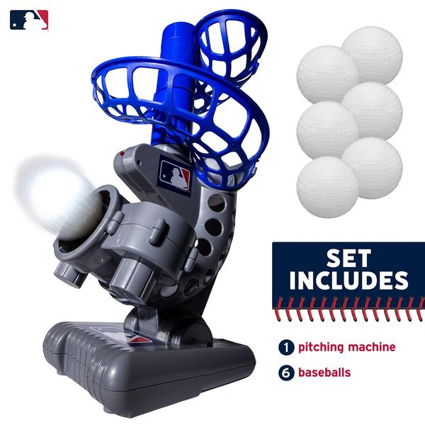 Franklin Sports MLB Electronic Baseball Pitching Machine - Inclui Seis Bolas de Beisebol De Plástico, Prata/Azul (6696S3) Imagem de Franklin Sports MLB Electronic Baseball Pitching Machine - Inclui Seis Bolas de Beisebol De Plástico, Prata/Azul (6696S3)