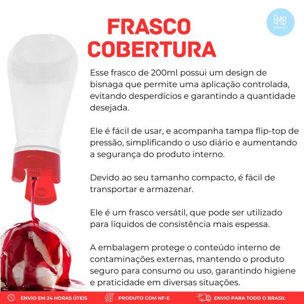 Imagem de Frasco 200ml Para Armazenar Coberturas Variadas - Kit 50un