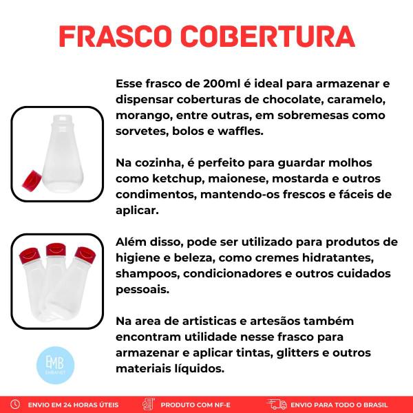 Imagem de Frasco 200ml Para Molhos, Coberturas e Sobremesas - Kit 100un