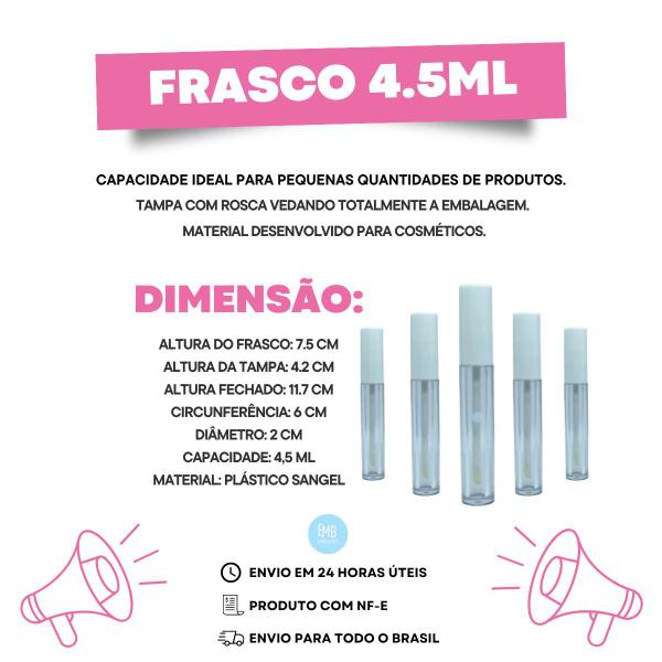 Imagem de Frasco 4,5ml Para Batom Liquido Gloss Labial 05 Unidades