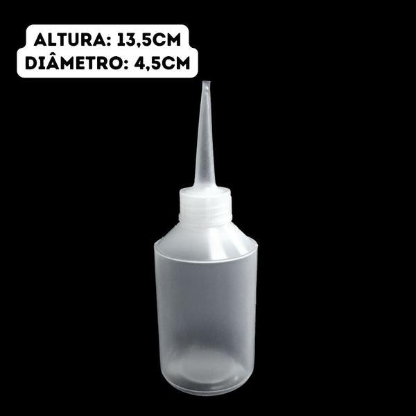 Imagem de Frasco Almotolia Plástico Transparente Bico Reto Bisnaga - 100ml - 10 Unidades