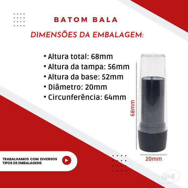 Imagem de Frasco Batom Vazio Preto Hidratante Labial Premium - 50u