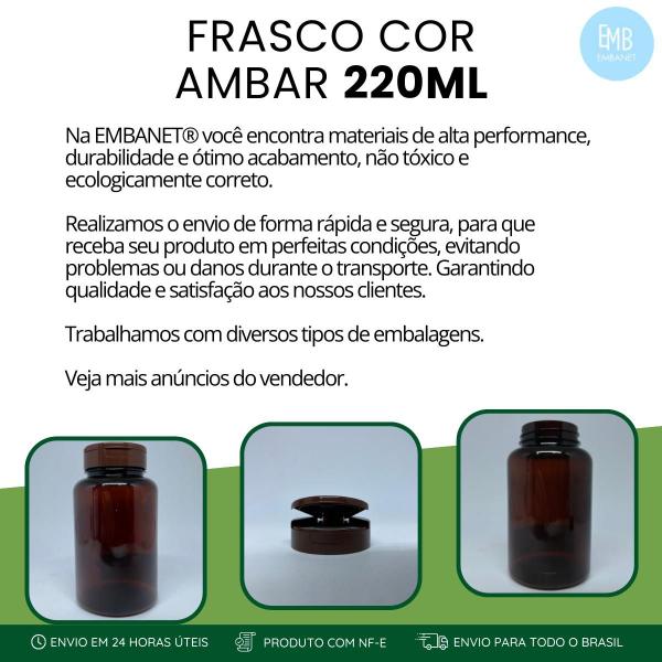 Imagem de Frasco Com Tampa Flip-Top e Lacre 220ml Cor Ambar 50und