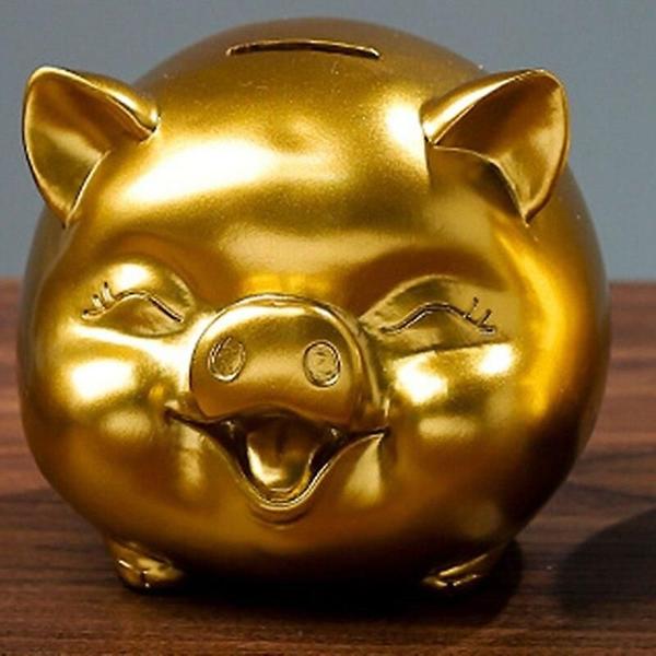 Imagem de Frasco de fundo para moedas de resina em forma de porco Piggy Bank Wokex