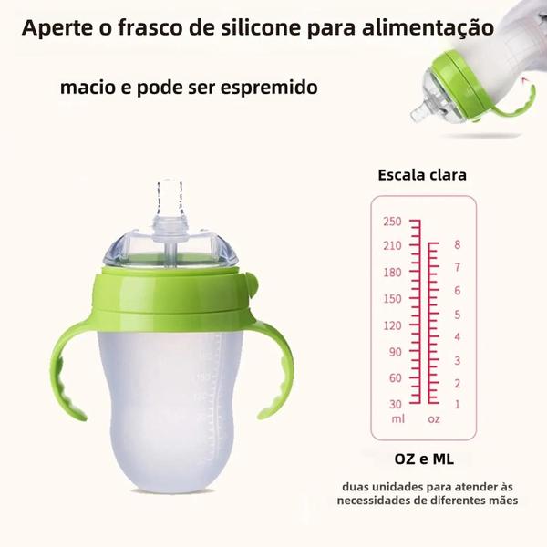 Imagem de Frasco de Leite de Silicone - 150ml/240ml - Cores: Marrom, Verde e Rosa