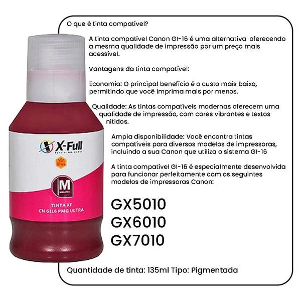 Imagem de Frasco de Tinta Compatível Canon Maxify GI-16 Magenta Para GX7010, GX6010 e GX5010