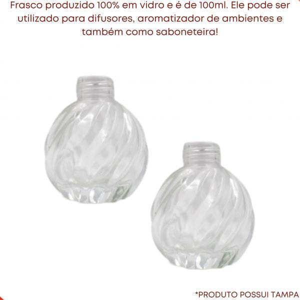 Imagem de Frasco de vidro para aromatizador redondo espiral 100ml + tampa