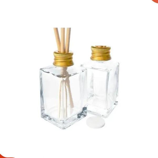 Imagem de Frasco De Vidro Quadrado Para Aromatizador - Com Tampa - Capacidade: 100Ml