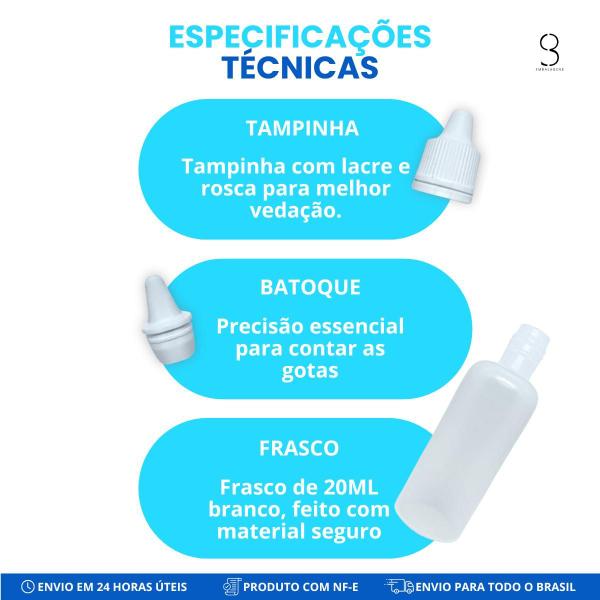 Imagem de Frasco Dosador 20ml Plástico Tampa Lacre para Uso Variado 50U