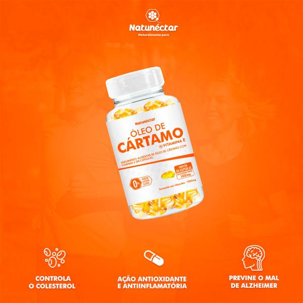 Imagem de Frasco Óleo De Cártamo Suplemento 100% Natural Vitamina E 60 Capsulas Gelatinosas Moles 1450mg