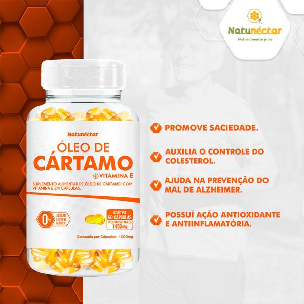 Frasco Óleo De Cártamo Suplemento 100% Natural Vitamina E 60 Capsulas Gelatinosas Moles 1450mg - Natunectar Imagem de Frasco Óleo De Cártamo Suplemento 100% Natural Vitamina E 60 Capsulas Gelatinosas Moles 1450mg