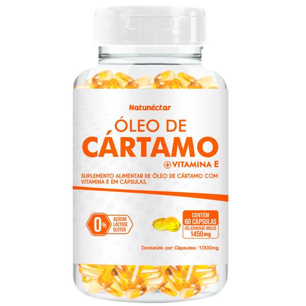 Frasco Óleo De Cártamo Suplemento 100% Natural Vitamina E 60 Capsulas Gelatinosas Moles 1450mg - Natunectar Imagem de Frasco Óleo De Cártamo Suplemento 100% Natural Vitamina E 60 Capsulas Gelatinosas Moles 1450mg