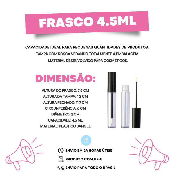 Imagem de Frasco Para Gloss Labial Vazio 4,5ml Super Resistente 50u