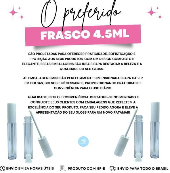 Imagem de Frasco Para Gloss Labial Vio 4,5Ml Super Resistente 50U