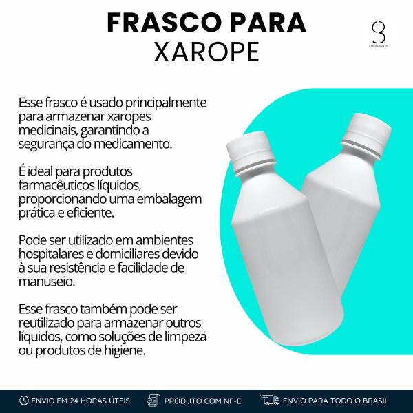 Imagem de Frasco Plástico 250ml Para Xarope Com Tampa Resistente 20u