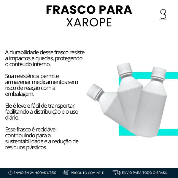 Imagem de Frasco Plástico 250ml Para Xarope Tampa Lacre 10 Unid