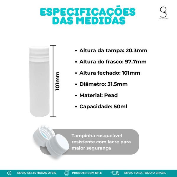 Imagem de Frasco Porta Óleo de 50ml Com Tampa Rosca - 50 Unidades