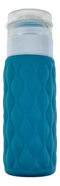 Imagem de Frasco Pote Silicone Kit C/4 100 Ml Azul Creme Shampoo Viajem Necessaire