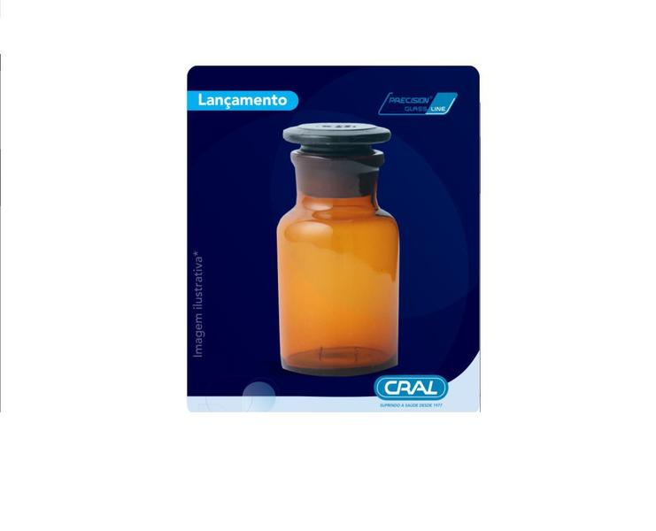 Frasco reagente alcalino ambar boca larga rolha de vidro cap.500ml (cral) Imagem de Frasco reagente alcalino ambar boca larga rolha de vidro cap.500ml (cral)