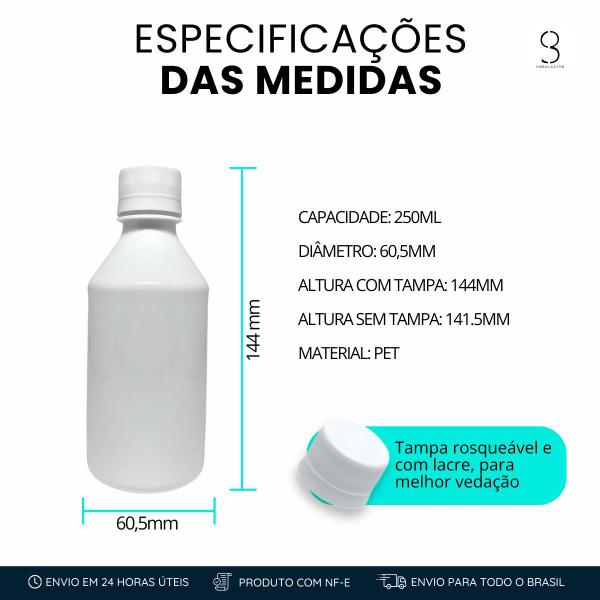 Imagem de Frasco Resistente 250ml Para Xarope Tampa Lacre 20 Unid