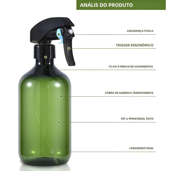 Imagem de Frasco Spray Recarregável 500ml (16,9oz) - Ideal para Plantas, Cabelo e Jardinagem