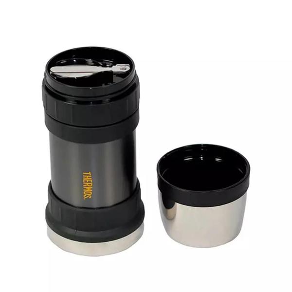 Imagem de Frasco Térmico Pote Marmita Tulum Com Colher Thermos Preto 470ml